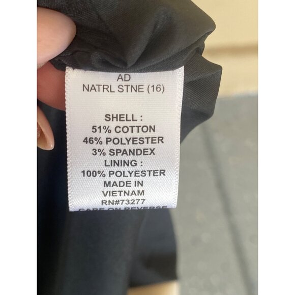 ELLE Women’s Double-Breasted Belted Trench Coat Size 16 Cream w/Black Piping - Picture 9 of 13